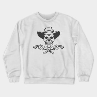 Skull in a cowboy hat and revolvers. Crewneck Sweatshirt